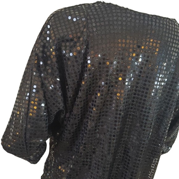 VINTAGE Dana Point Womens Black Sequin Bolero Jacket Size Medium Open Cardigan - Picture 5 of 10